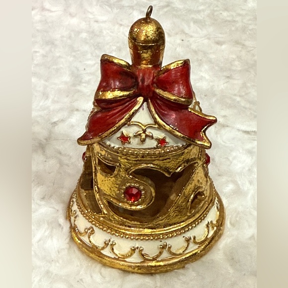 Festive Gold and Red Bell Ornament - Picture 2 of 4
